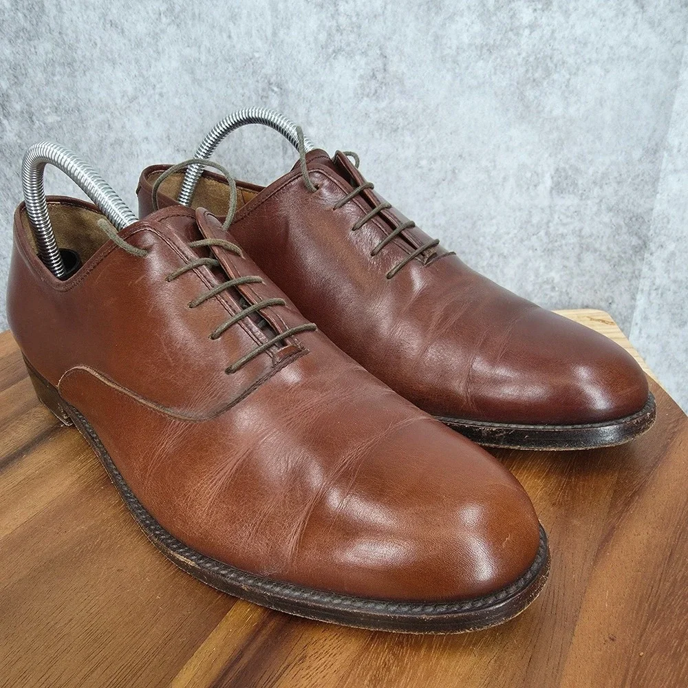 Salvatore Ferragamo Oxford Shoes Mens‎ 8.5 Brown Leather Italy Derby $1490